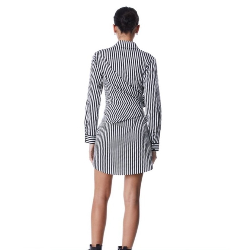 Alice + Olivia Black and White Striped Shirt Dress - Picture 3 of 6